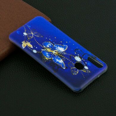 Силиконовый (TPU) чехол Deexe Pretty Glossy для Samsung Galaxy M20 - Blue Butterfly
