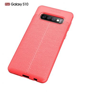 Защитный чехол Deexe Leather Cover для Samsung Galaxy S10 - Red