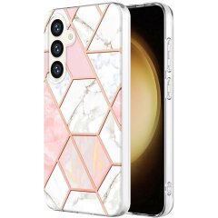 Захисний чохол Deexe Marble Pattern для Samsung Galaxy S24 - White / Pink