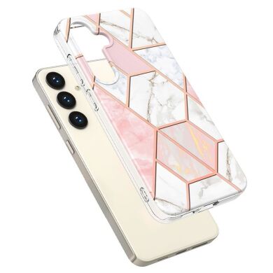 Защитный чехол Deexe Marble Pattern для Samsung Galaxy S24 - White / Pink