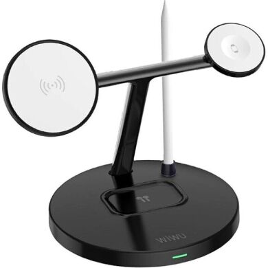 Беспроводное зарядное устройство WIWU Wi-W032 Magnetic 4 in 1 (15W) - Black