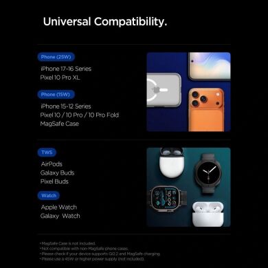 Беспроводное зарядное устройство Spigen Foldable Wireless Charger Stand (Mag Fit) 25W QI2.2 (ACH10398) - Black