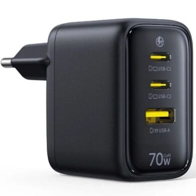 Мережевий зарядний пристрій Baseus EnerFill FE22 70W (2Type-C + USB) E0123500 - Black