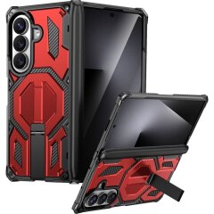 Защитный чехол Deexe Tank Stand для Samsung Galaxy Fold 8 Ultra / Fold 7 - Red