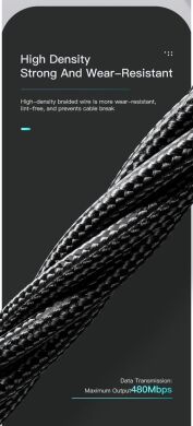 Кабель ESSAGER Rousseau USB to Type-C (3A, 1m) EXCT-LS01 - Black