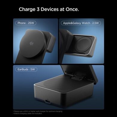 Беспроводное зарядное устройство Spigen Foldable Wireless Charger Stand (Mag Fit) 25W QI2.2 (ACH10398) - Black