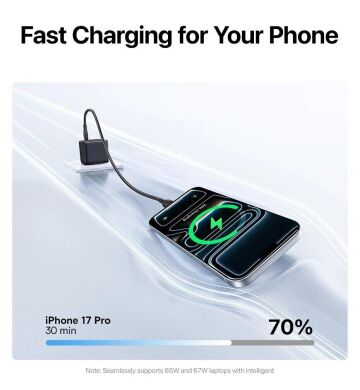 Мережевий зарядний пристрій Baseus EnerFill FE22 70W (2Type-C + USB) E0123500 - Black