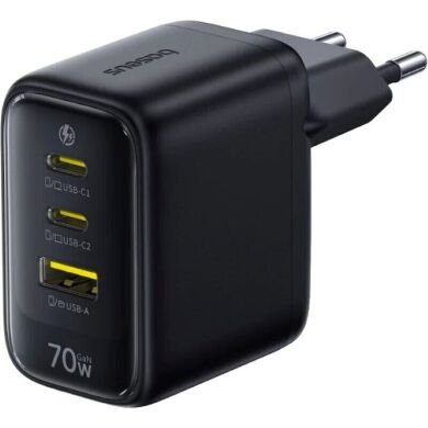 Мережевий зарядний пристрій Baseus EnerFill FE22 70W (2Type-C + USB) E0123500 - Black