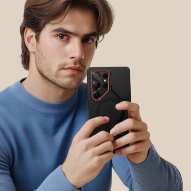 Захисний чохол Tech-Protect Kevlar Aura MagSafe для Samsung Galaxy S25 Ultra (S938) - Black / Orange