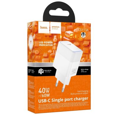 Мережевий зарядний пристрій Hoco CS113A Lounge PD40W (Type-C) - White