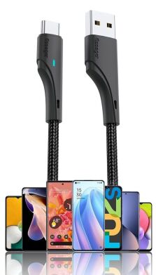 Кабель ESSAGER Rousseau USB to Type-C (3A, 1m) EXCT-LS01 - Black