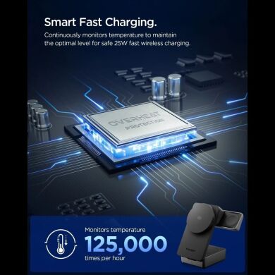 Беспроводное зарядное устройство Spigen Foldable Wireless Charger Stand (Mag Fit) 25W QI2.2 (ACH10398) - Black