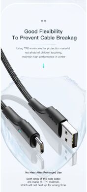 Кабель ESSAGER Rousseau USB to Type-C (3A, 1m) EXCT-LS01 - Black