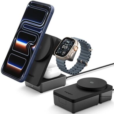 Беспроводное зарядное устройство Spigen Foldable Wireless Charger Stand (Mag Fit) 25W QI2.2 (ACH10398) - Black