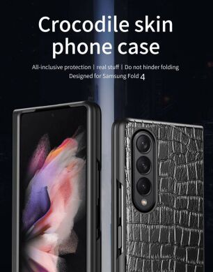 Защитный чехол Deexe Crocodile Cover для Samsung Galaxy Fold 4 - Sapphire