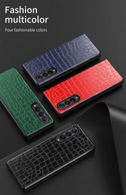 Защитный чехол Deexe Crocodile Cover для Samsung Galaxy Fold 4 - Sapphire