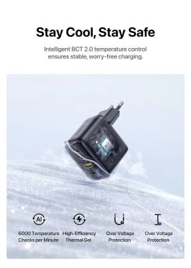 Мережевий зарядний пристрій Baseus EnerFill FE22 70W (2Type-C + USB) E0123500 - Black