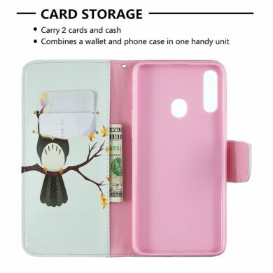 Чехол-книжка Deexe Color Wallet для Samsung Galaxy A20s (A207) - Owl on the Branch