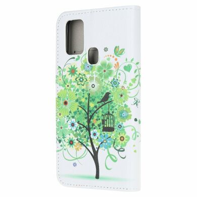 Чехол-книжка Deexe Color Wallet для Samsung Galaxy A21s (A217) - Green Tree with Birdcage