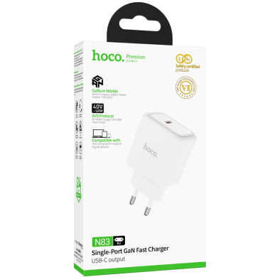 Мережевий зарядний пристрій Hoco N83 PD40W (Type-C) - White