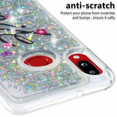 Силиконовая (TPU) накладка Deexe Fashion Glitter для Samsung Galaxy A10s (A107) - Silver/Smile