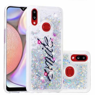 Силиконовая (TPU) накладка Deexe Fashion Glitter для Samsung Galaxy A10s (A107) - Silver/Smile