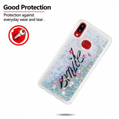 Силиконовая (TPU) накладка Deexe Fashion Glitter для Samsung Galaxy A10s (A107) - Silver/Smile