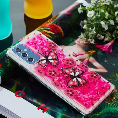 Силиконовый (TPU) чехол Deexe Fashion Glitter для Samsung Galaxy M52 (M526) - Pink Butterflies