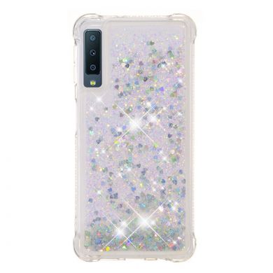 Силіконовий (TPU) чохол Deexe Liquid Glitter для Samsung Galaxy A7 2018 (A750), Silver