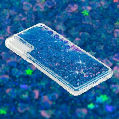 Силіконовий (TPU) чохол Deexe Liquid Glitter для Samsung Galaxy A70 (A705), Blue Butterflies