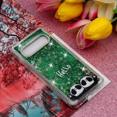 Силіконовий (TPU) чохол Deexe Liquid Glitter для Samsung Galaxy S10 - Hello Panda