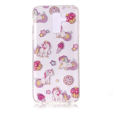 Силиконовый (TPU) чехол Deexe Pretty Glossy для Samsung Galaxy A6+ 2018 (A605) - Unicorn and Desserts