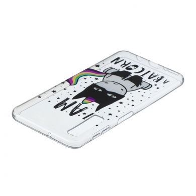 Силиконовый (TPU) чехол Deexe Pretty Glossy для Samsung Galaxy A7 2018 (A750) - Cool Unicorn