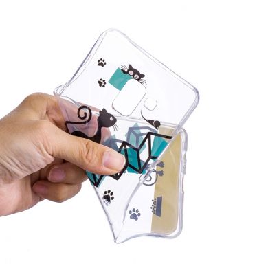 Силиконовый (TPU) чехол Deexe Pretty Glossy для Samsung Galaxy A8+ (A730) - Cats and Ladder