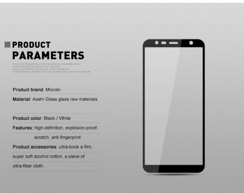 Защитное стекло MOCOLO 3D Silk Print для Samsung Galaxy J6+ (J610) - Black