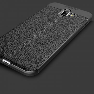 Защитный чехол Deexe Leather Cover для Samsung Galaxy J6+ (J610) - Black