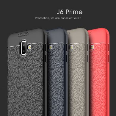 Защитный чехол Deexe Leather Cover для Samsung Galaxy J6+ (J610) - Red