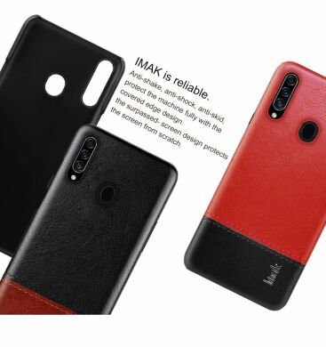 Защитный чехол IMAK Leather Series для Samsung Galaxy A20s (A207) - Red / Black
