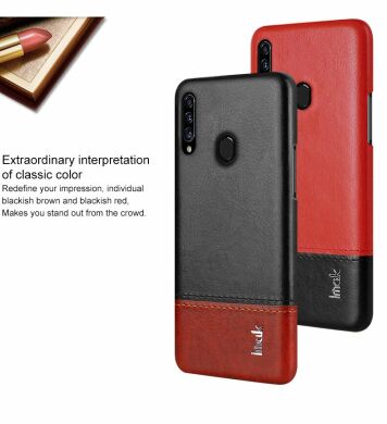 Защитный чехол IMAK Leather Series для Samsung Galaxy A20s (A207) - Red / Black