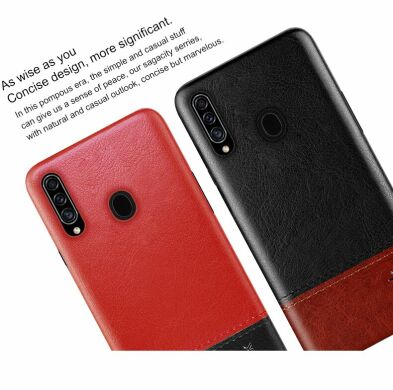 Захисний чохол IMAK Leather Series для Samsung Galaxy A20s (A207) - Red / Black