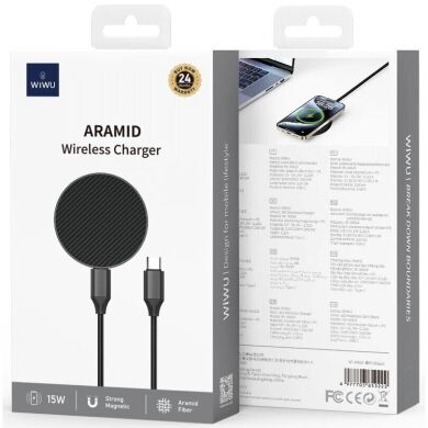 Беспроводное зарядное устройство WIWU Wi-W034 ARAMID (15W) - Black