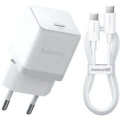 Сетевое зарядное устройство Baseus Palm 1C (20W) + кабель Type-C to Type-C (P10111602213-01) - White