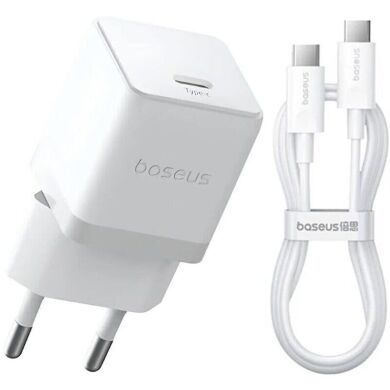 Сетевое зарядное устройство Baseus Palm 1C (20W) + кабель Type-C to Type-C (P10111602213-01) - White