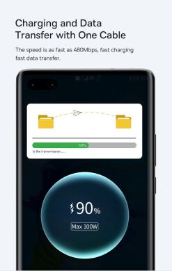 Кабель Baseus Tungsten Gold USB to Type-C (100W, 2m) CAWJ000101 - Black