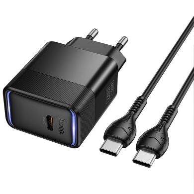 Сетевое зарядное устройство Hoco CS113A Lounge PD40W (Type-C) + кабель Type-C to Type-C - Black