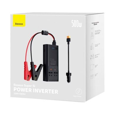 Автомобільний інвертор Baseus Super Si Power Inverter 500W (220V, CN/EU Plug) CGNB000101 - Black