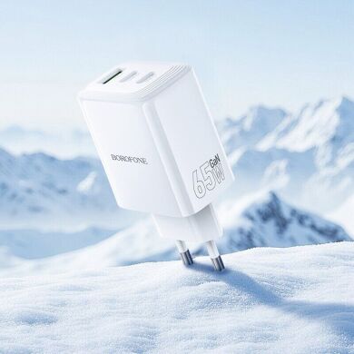 Сетевое зарядное устройство BOROFONE BN32 65W (2Type-C + USB) - White