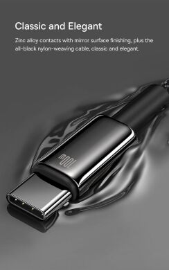 Кабель Baseus Tungsten Gold USB to Type-C (100W, 2m) CAWJ000101 - Black