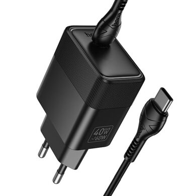 Сетевое зарядное устройство Hoco CS113A Lounge PD40W (Type-C) + кабель Type-C to Type-C - Black