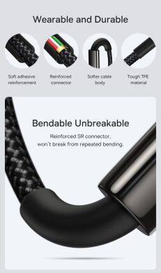 Кабель Baseus Tungsten Gold USB to Type-C (100W, 2m) CAWJ000101 - Black